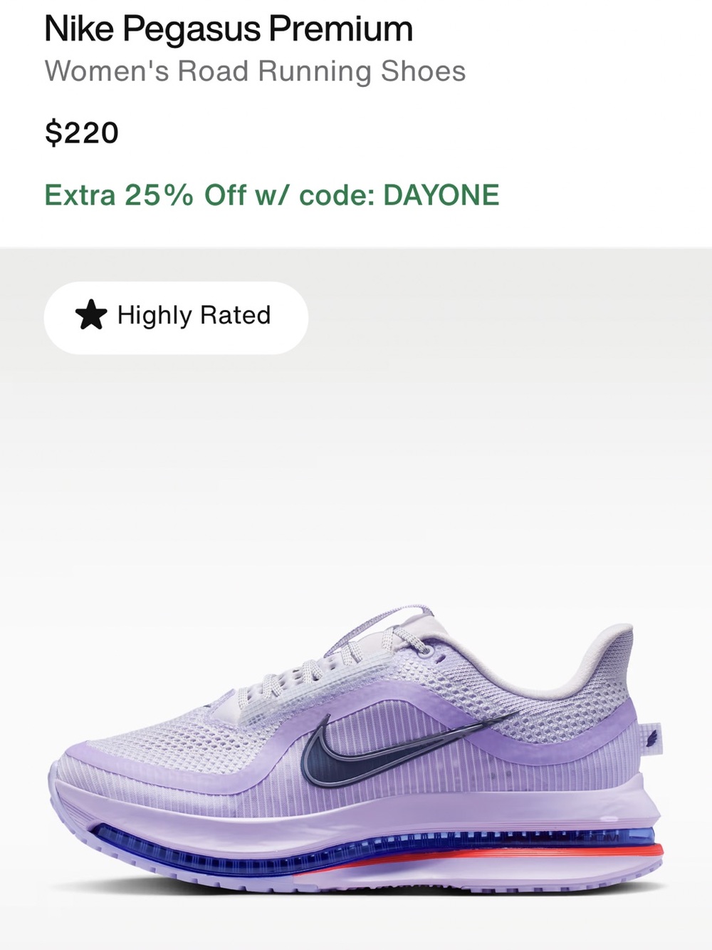 Nike Pegasus Premium Women’s Running Barley Grape/Violet Mist HQ2593-500 Sz 8